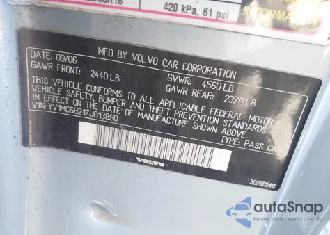 2007 Volvo C70 T5 из США, поврежденный, VIN YV1MC68217J013890